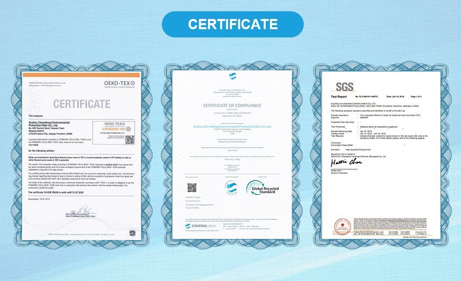 Grs and Oeko-Tex Certificate RPET DTY in 75D/36 SIM Nim Him for Weaving and Knitting